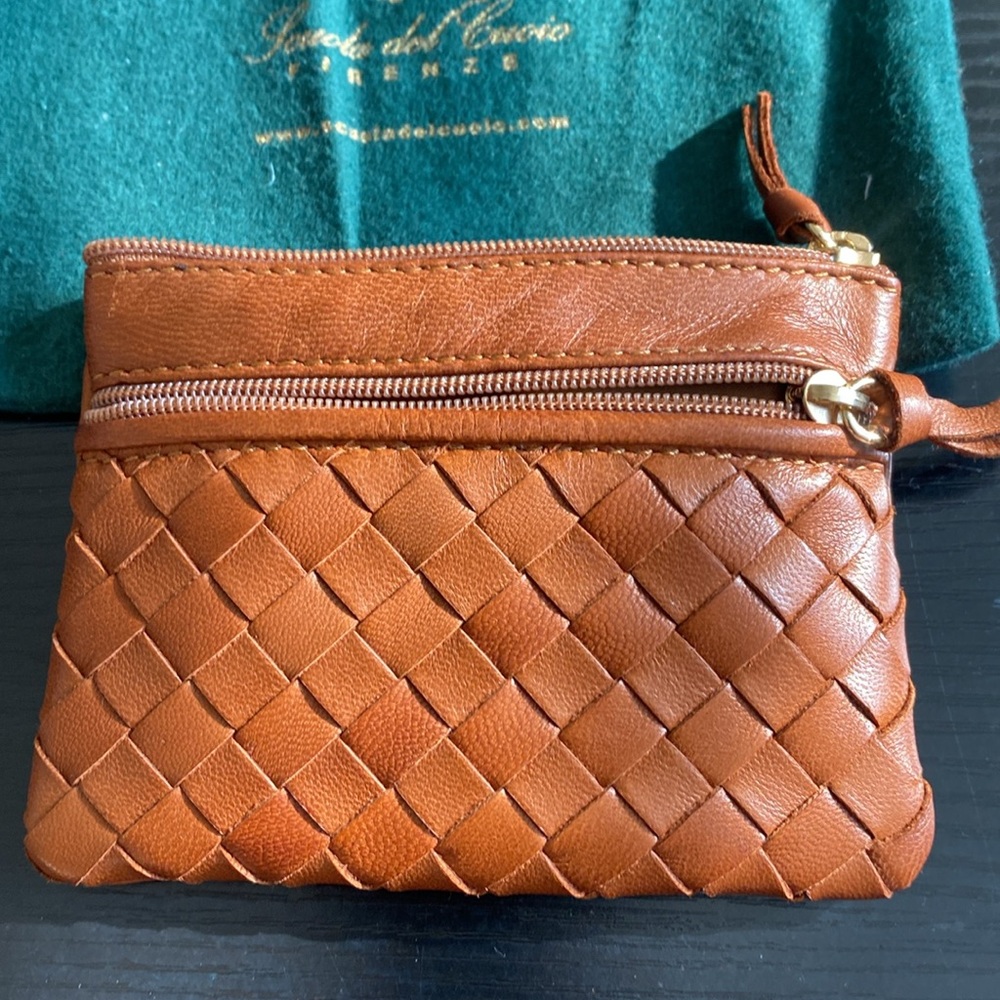 SCUOLA DEL CUOIO NEW Italian leather wallet cognac made in Florence Italy